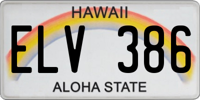HI license plate ELV386