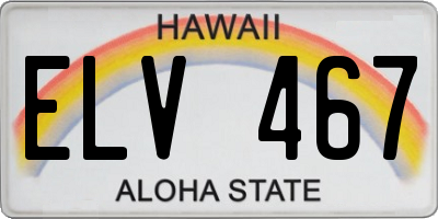 HI license plate ELV467