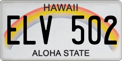 HI license plate ELV502