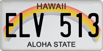 HI license plate ELV513