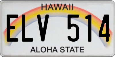 HI license plate ELV514