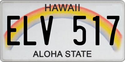 HI license plate ELV517