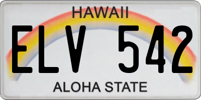 HI license plate ELV542