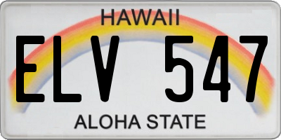 HI license plate ELV547