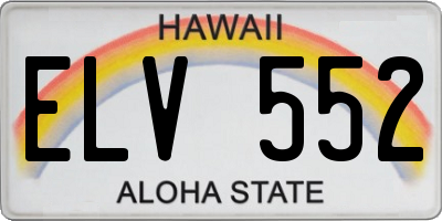 HI license plate ELV552