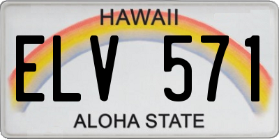 HI license plate ELV571