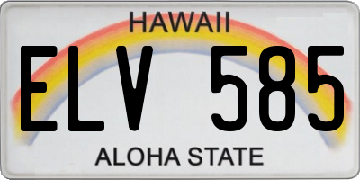 HI license plate ELV585