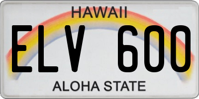 HI license plate ELV600