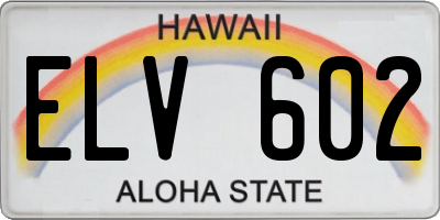 HI license plate ELV602