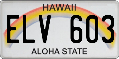 HI license plate ELV603