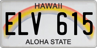 HI license plate ELV615