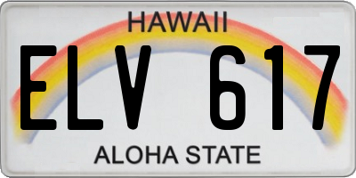 HI license plate ELV617