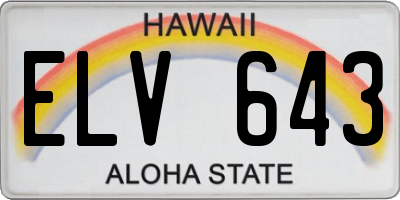 HI license plate ELV643