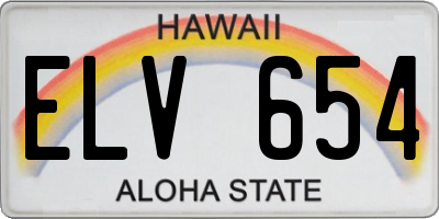 HI license plate ELV654