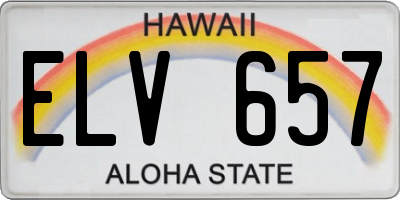 HI license plate ELV657