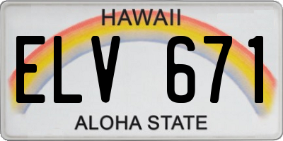 HI license plate ELV671