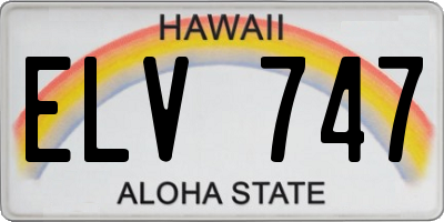 HI license plate ELV747