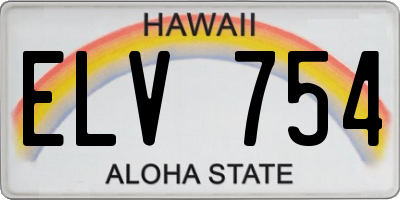 HI license plate ELV754
