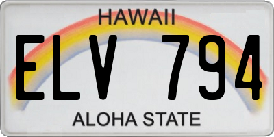 HI license plate ELV794