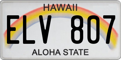 HI license plate ELV807