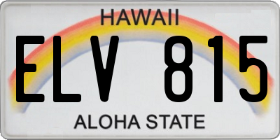 HI license plate ELV815