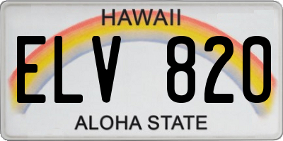HI license plate ELV820
