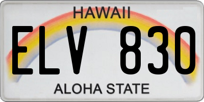 HI license plate ELV830