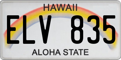 HI license plate ELV835