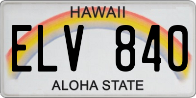 HI license plate ELV840