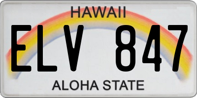 HI license plate ELV847