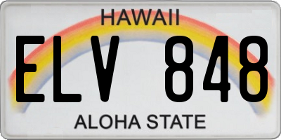 HI license plate ELV848