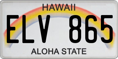 HI license plate ELV865