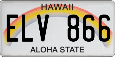 HI license plate ELV866