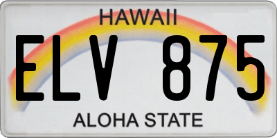 HI license plate ELV875