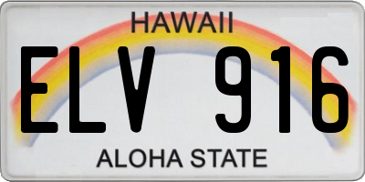 HI license plate ELV916