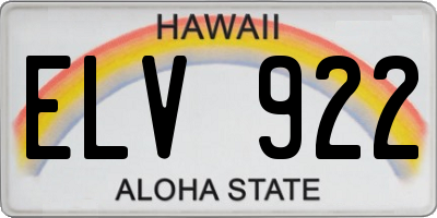 HI license plate ELV922