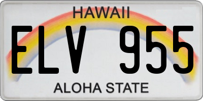 HI license plate ELV955