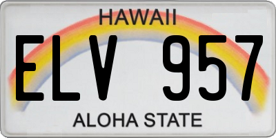 HI license plate ELV957