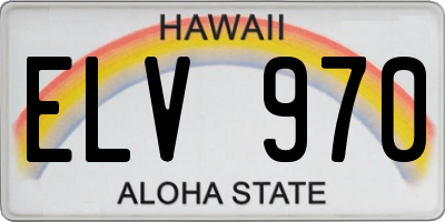 HI license plate ELV970