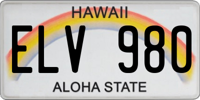 HI license plate ELV980