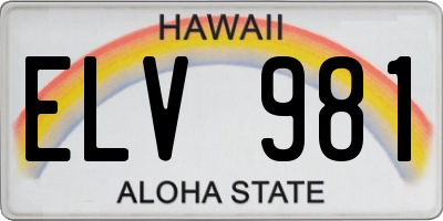 HI license plate ELV981