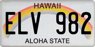 HI license plate ELV982