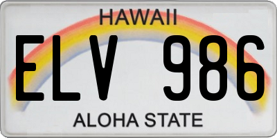 HI license plate ELV986