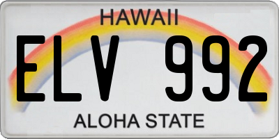 HI license plate ELV992