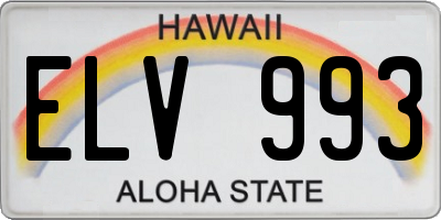 HI license plate ELV993