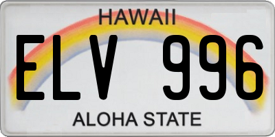 HI license plate ELV996
