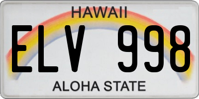 HI license plate ELV998