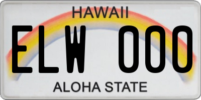 HI license plate ELW000