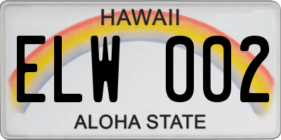 HI license plate ELW002