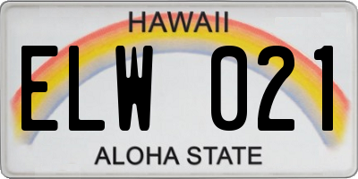 HI license plate ELW021